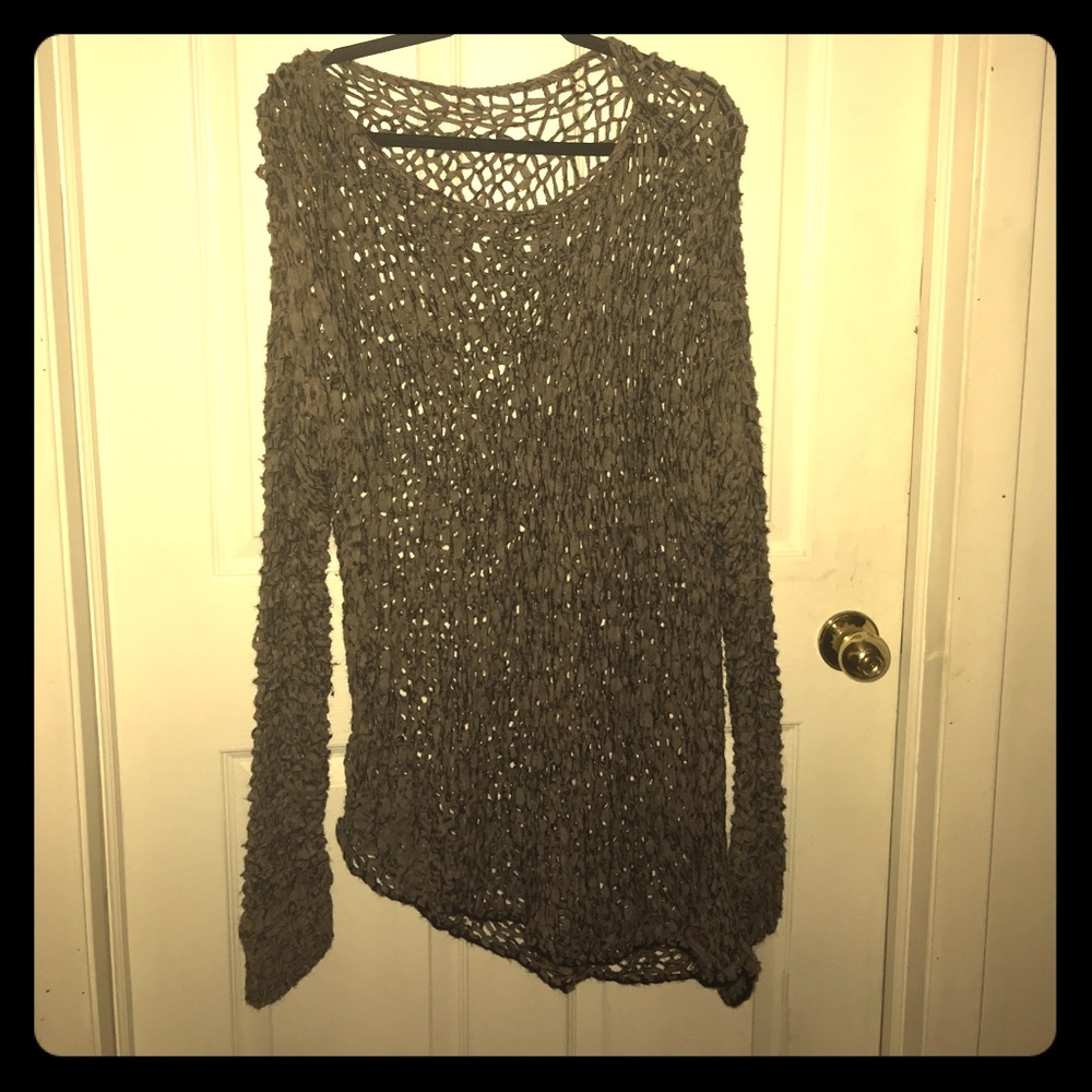 Brown/Black, extra long, wide weave sweater. NWOT